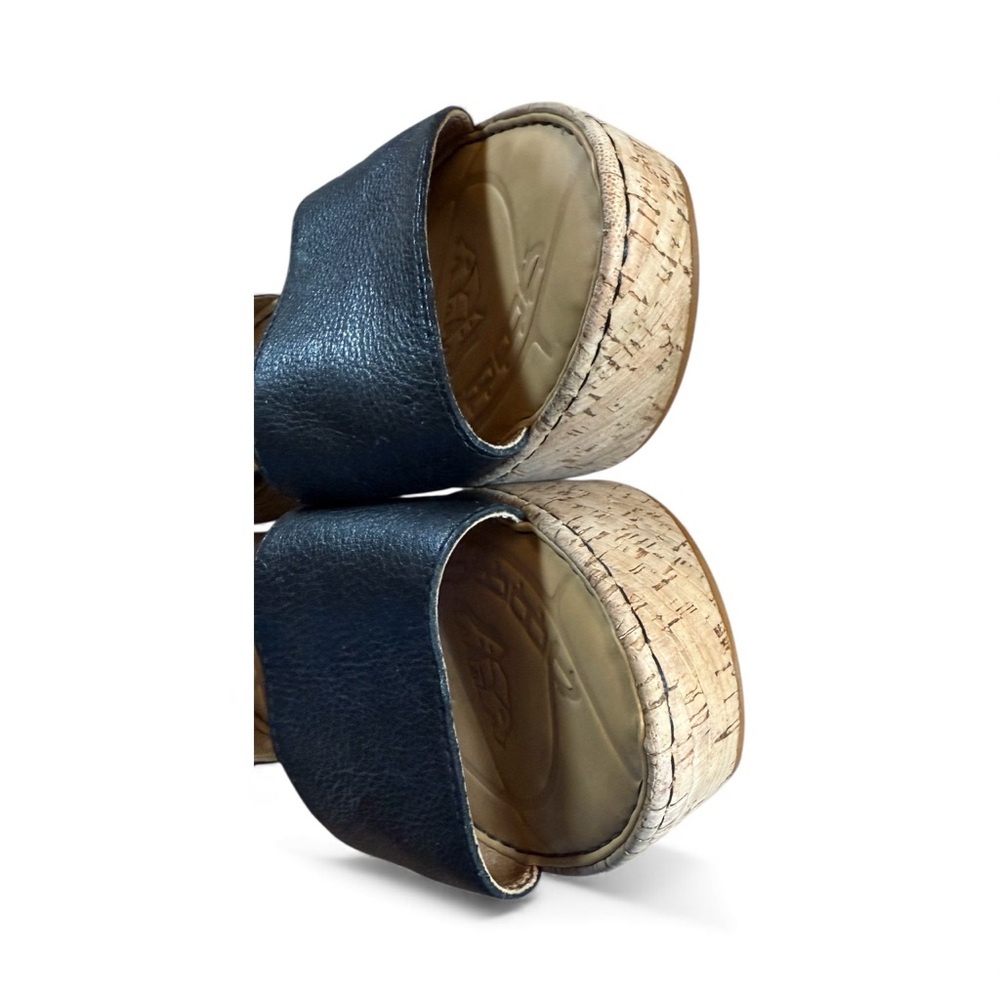 Born Black Leather Cork Wedge Sandals - Picture 6 of 15
